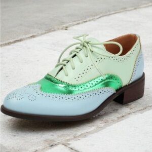 Stylish Green and Blue Women's Oxford Shoes